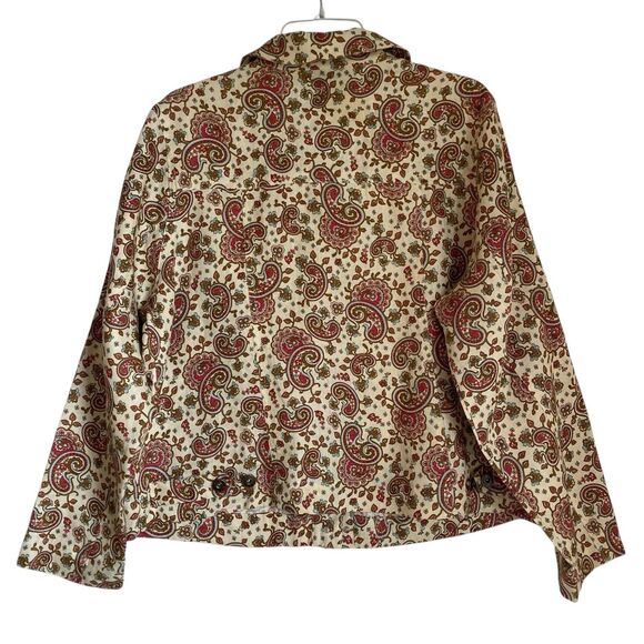 St Tropez Linen Jacket 1X Floral Multicolor Trucker Cropped Lightweight - Picture 2 of 7